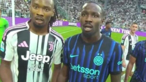 I fratelli Thuram ripresi dalla Ref Cam durante Juventus-Inter