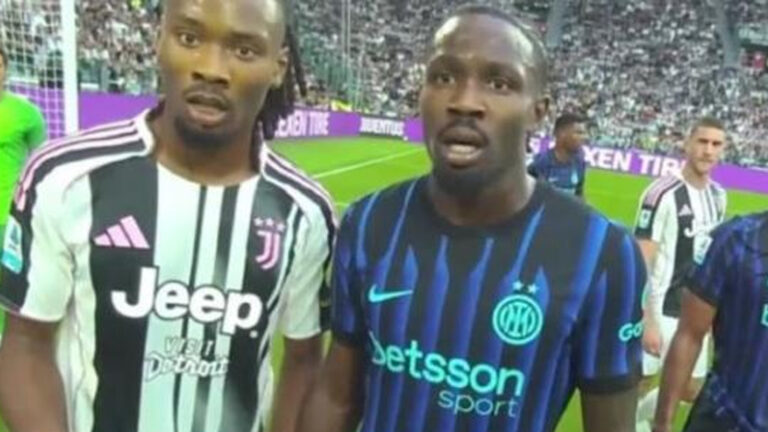 I fratelli Thuram ripresi dalla Ref Cam durante Juventus-Inter