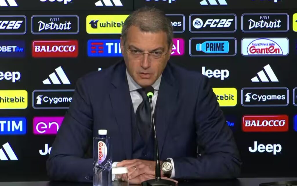 Comolli risponde alle domande dei giornalisti nel corso della conferenza stampa di presentazione di Luciano Spalletti