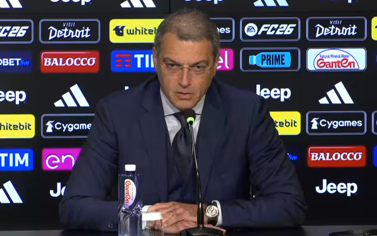 Comolli risponde alle domande dei giornalisti nel corso della conferenza stampa di presentazione di Luciano Spalletti