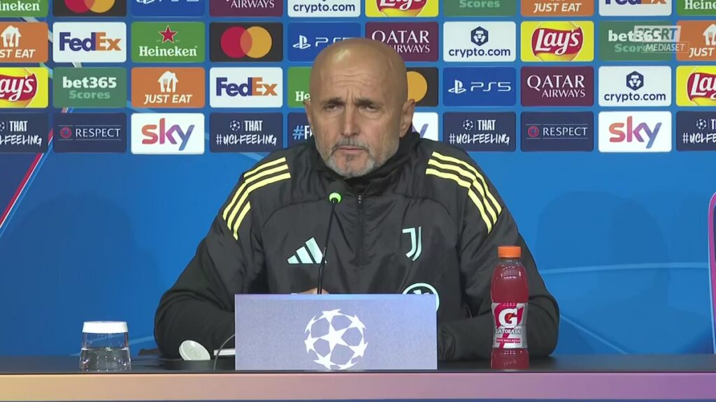 Spalletti risponde alle domande nel corso della conferenza stampa prepartita di Juventus-Sporting