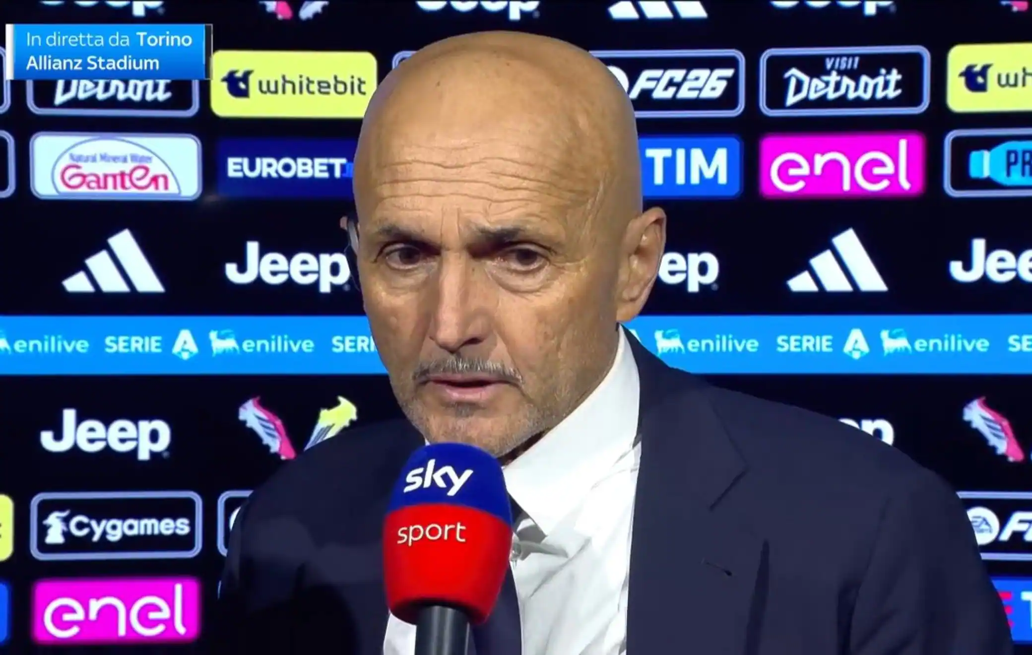 Spalletti viene intervistato da Sky Sport dopo Juventus-Cremonese